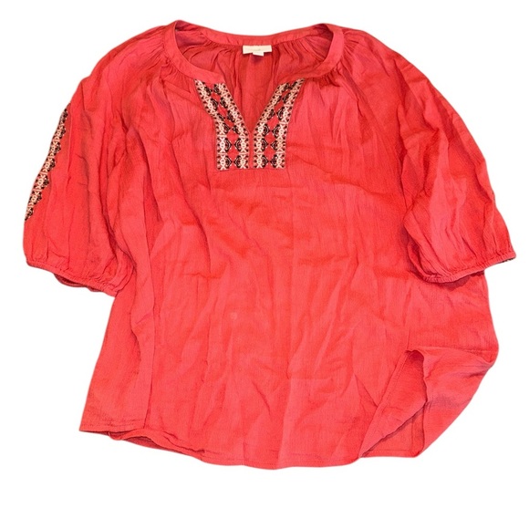 J. Jill Women's Coral Embroidered Boho Top - Picture 2 of 6